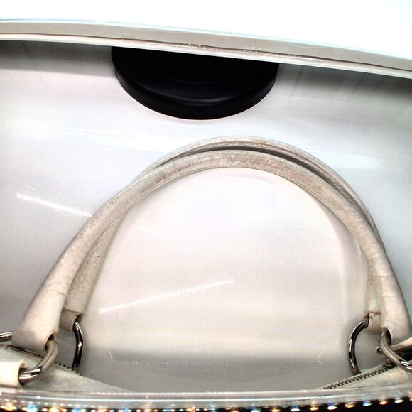 Vintage Prada Hobo Handbag Pebbled White Leather Medium Size - Picture 11 of 14